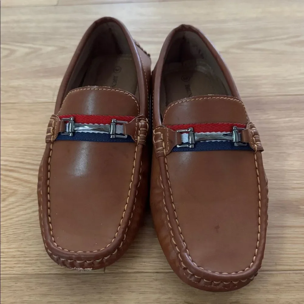 Bruno Marc Kids Brown Loafers Size 3 Dress Shoes Church Holiday Designer Look